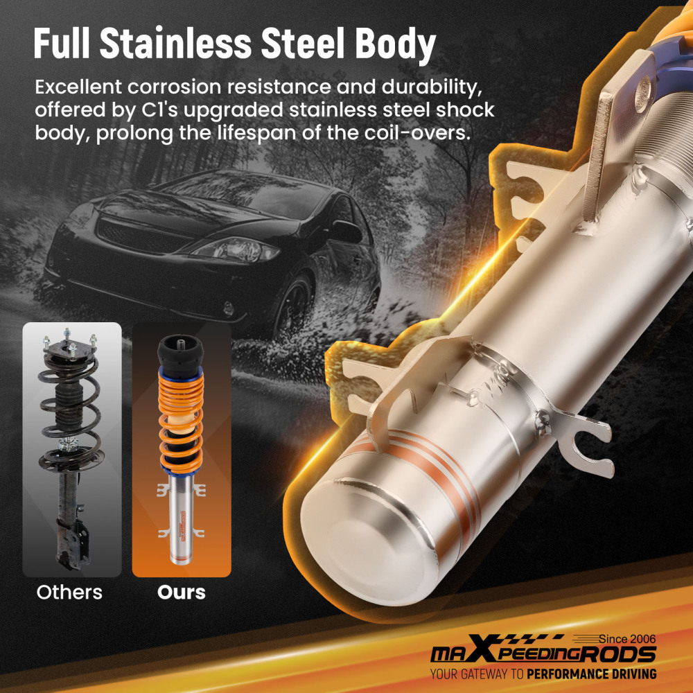 MaXpeedingrods Comfort 1 Coilovers Suspension compatible for VW Golf MK4 & Jetta MK4 98-07