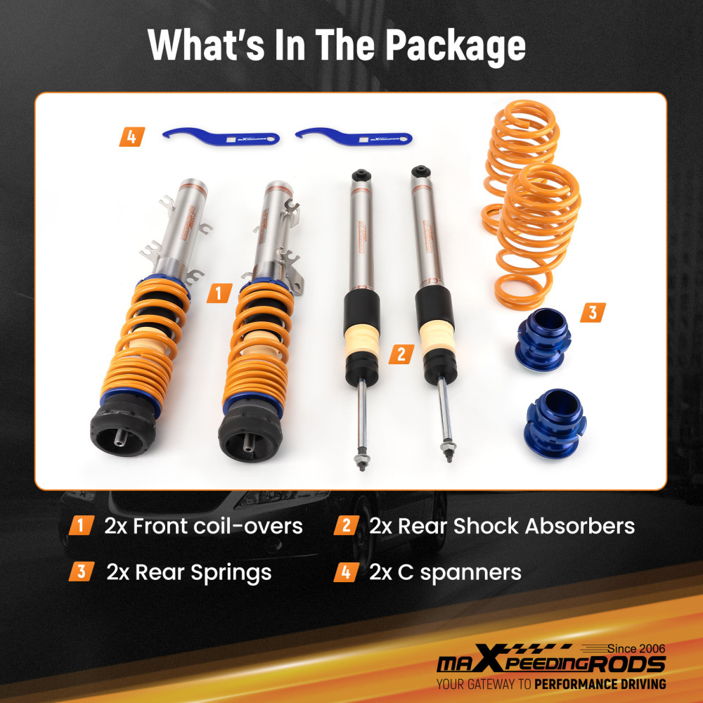 MaXpeedingrods Comfort 1 Coilovers Suspension compatible for VW Golf MK4 & Jetta MK4 98-07