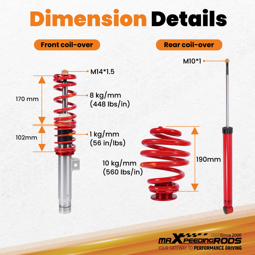 Coilovers compatible for BMW 3 Series E46 Coupe & Saloon 2WD 1998-2006 320 325 328 330 323