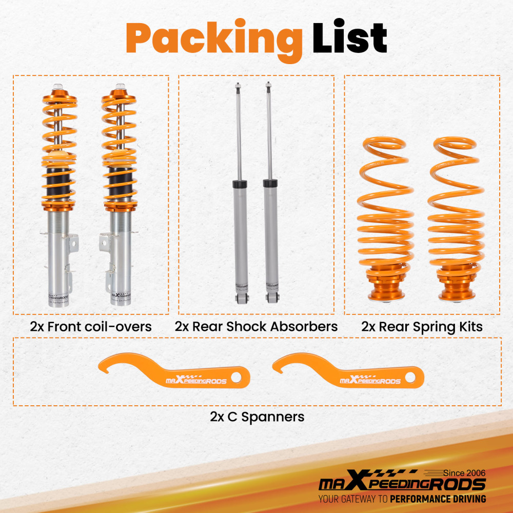 Compatible for Audi TT Coupe Roadster 8N 1.8T 1998 - 2006 Coilover Suspension Kit Coilovers