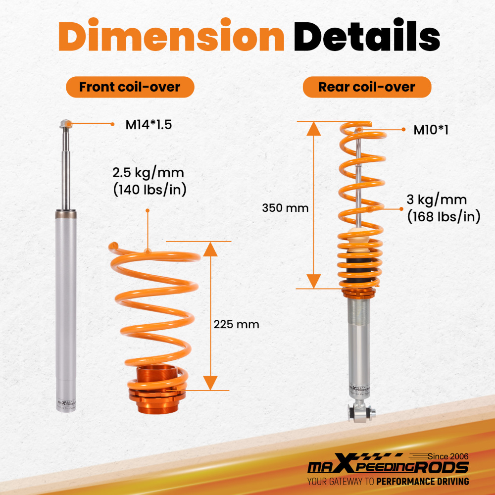 Coilovers compatible for BMW 5 Series E34 525i 530i 540i Saloon 88-95 Adjustable Coilovers Coilover