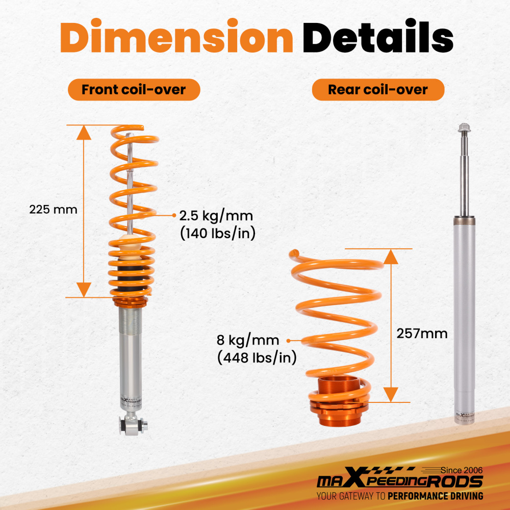 Compatibile per BMW Serie 5 E34 Saloon 520i 524 Ammortizzatore Absorber Struts Coilovers Kit Lowering Kit