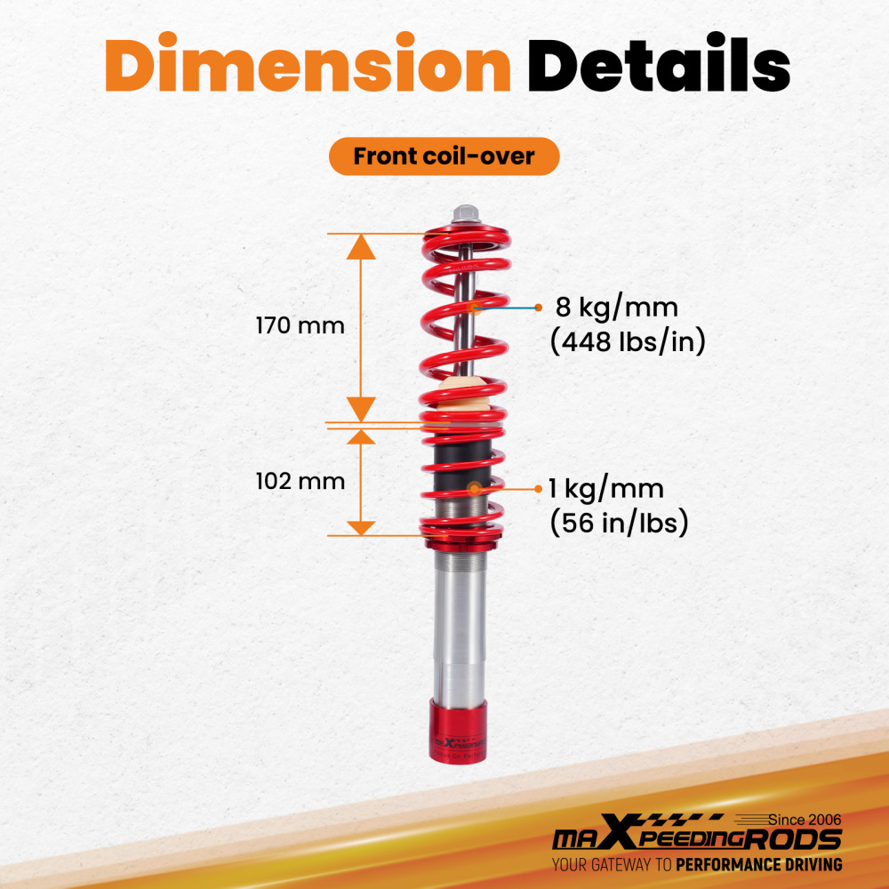 Front Coilovers compatible for BMW 5 (E39) (1995-2003) Sedan 540i 535i 528i 525i 523i 520i