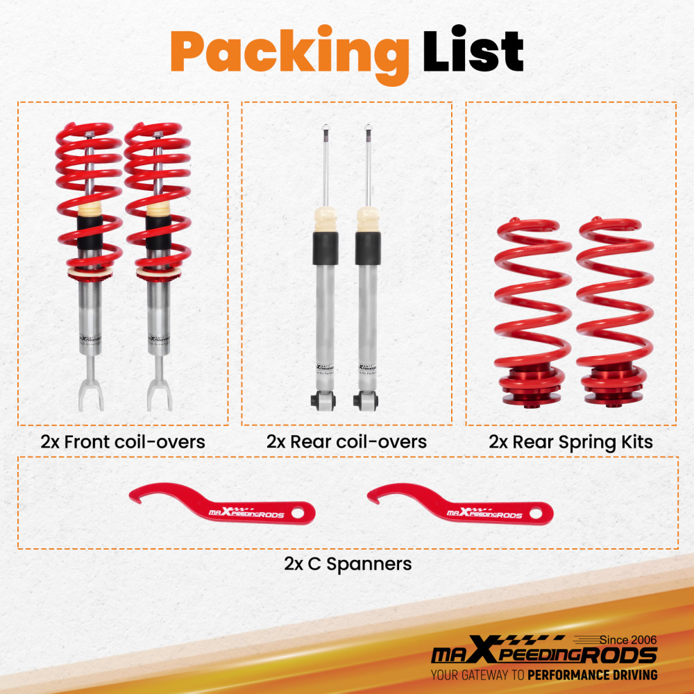 Coilovers compatible for Seat Exeo ST Estate 2008-2013 Adjustable Suspension Lowering Kit