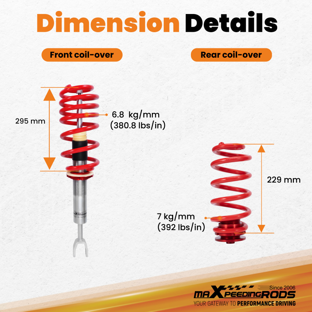 Coilovers compatible for Seat Exeo ST Estate 2008-2013 Adjustable Suspension Lowering Kit