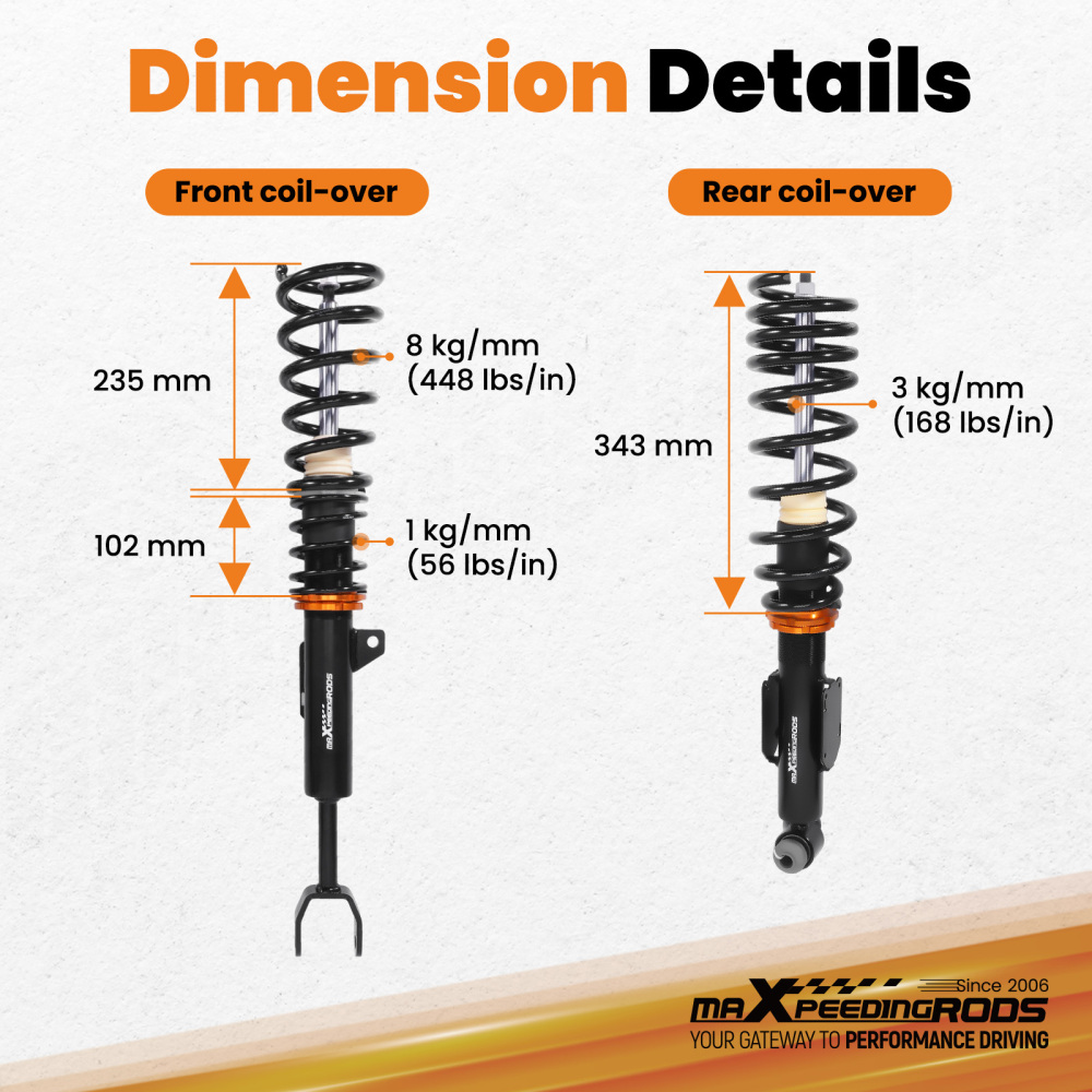 Coilover Suspension Kit compatible for BMW 6 Series F06 Petrol Coupe 640d, 640i, 650i