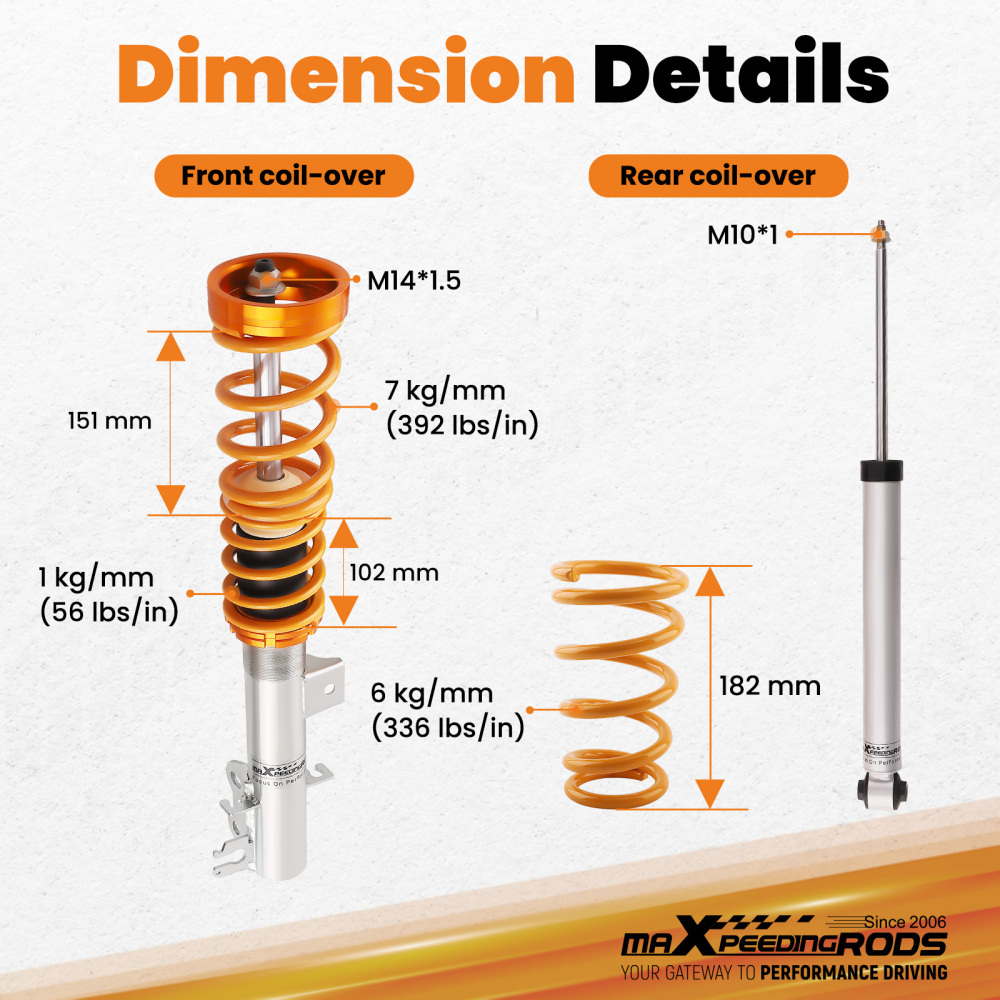 Coilover Suspension Lowering Kit compatible for Fiat Grande Punto 199 Punto EVO compatible for Abarth 05-
