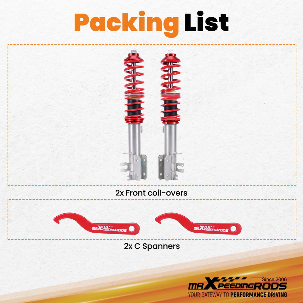 Front Coilovers compatible for Fiat 500 Hatchback Cabriolet inc compatible for Abarth 2007-2021