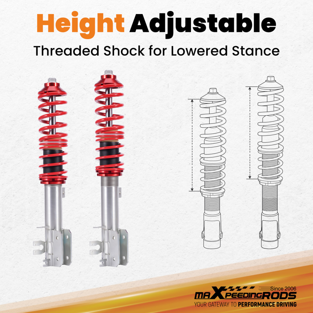 Front Coilovers compatible for Fiat 500 Hatchback Cabriolet inc compatible for Abarth 2007-2021