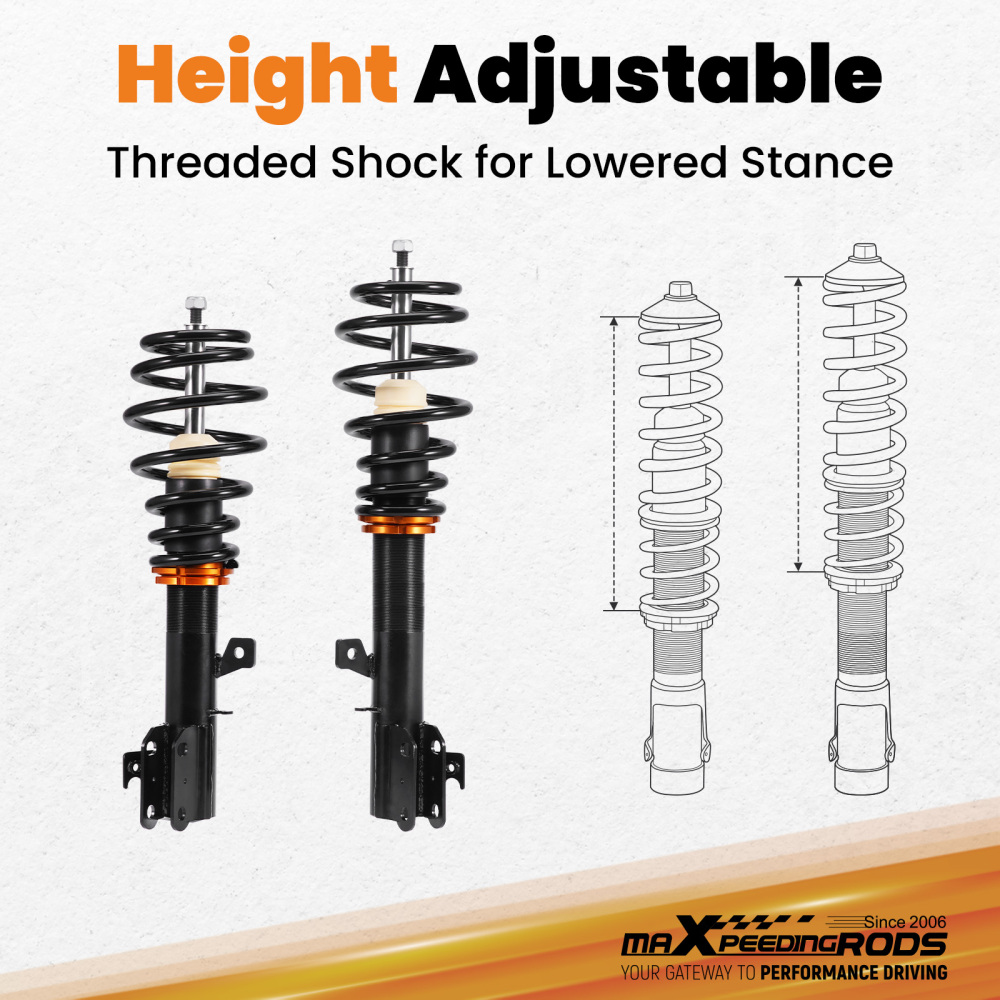Coilovers Shock Springs compatible for Ford Fiesta MK7 (Fiesta VI) JA8 2008-2019 1.0-1.6