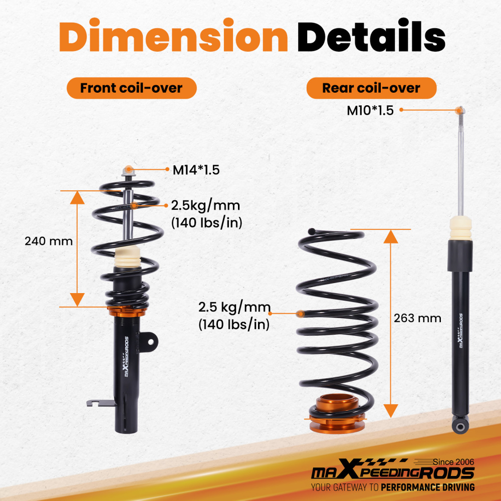 New Coilovers Kit compatible for Ford Fiesta Mk6 ST150 JH JD