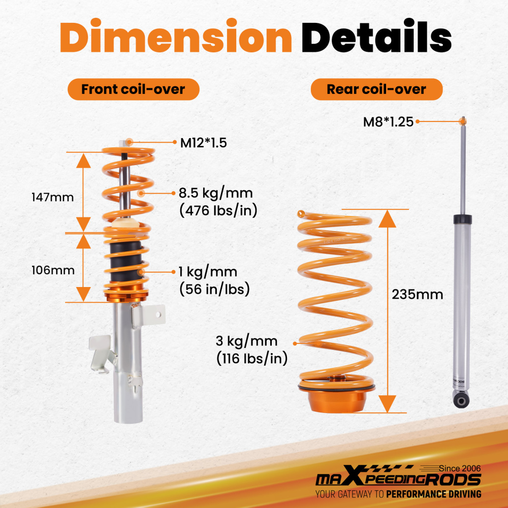 Coilovers Spring Struts compatible for Volvo Compatible for Ford Full Set Shocks Suspension 2003-2010