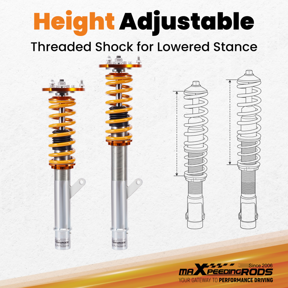 Kit Amortisseurs Suspensions Combine Filete compatible pour VW Golf 7 Audi A3 8V 2015 a 2019