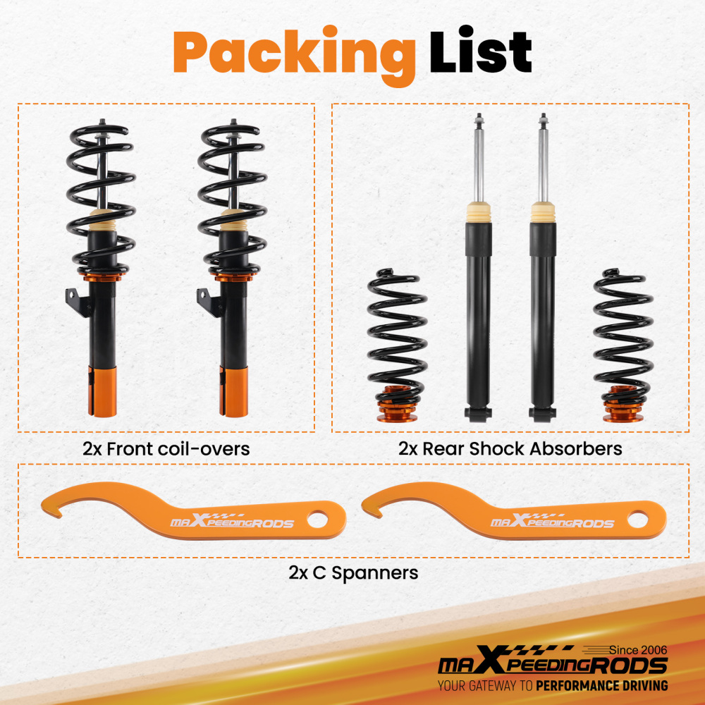 Coilovers Kit compatible for VW Golf Mk7 5G BA5 1.0 1.2 1.4 TSI Sportsvan compatible for Audi A3 8V S3