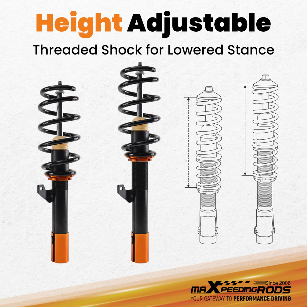 Coilovers Kit compatible for VW Golf Mk7 5G BA5 1.0 1.2 1.4 TSI Sportsvan compatible for Audi A3 8V S3