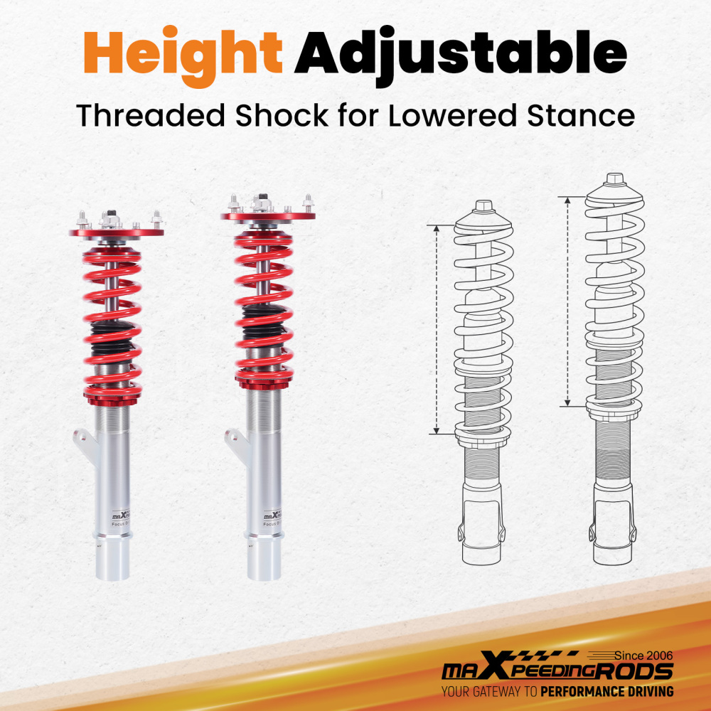 Front Coilovers Kit compatible for VW Golf Mk7 2.0TSi GTD Hatchback 5G compatible for Audi A3 8V S3