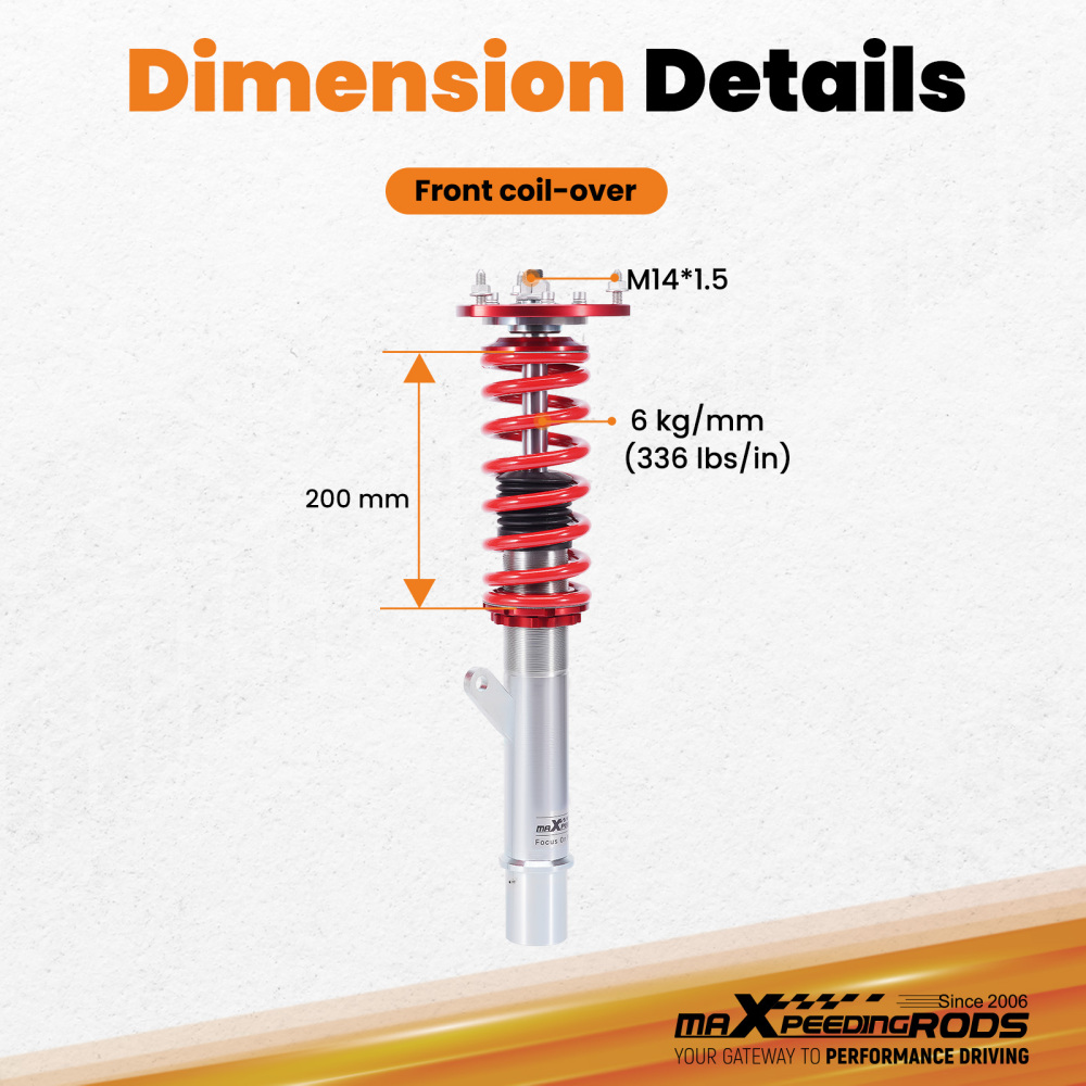 Front Coilovers Kit compatible for VW Golf Mk7 2.0TSi GTD Hatchback 5G compatible for Audi A3 8V S3
