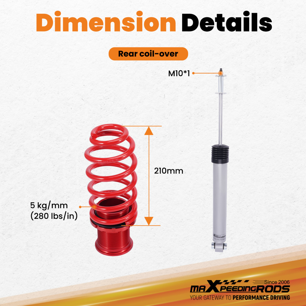 Rear Coilovers Lowering Kit compatible for VW Golf MK7 5G compatible for Audi A3 8V S3 2013-2020