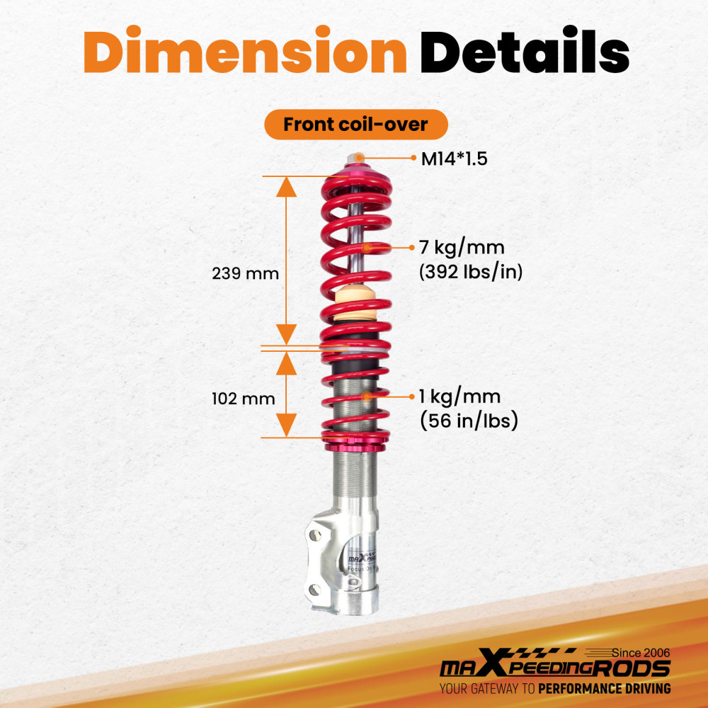 Front Coilovers compatible for Volkswagen Golf MKII MkIII compatible for VW Golf MK2 MK3 1985-2000