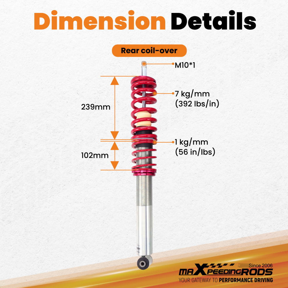 Rear Coilovers compatible for Volkswagen Golf MK2 MK3 III compatible for VW 1985-2000 Vento Jetta