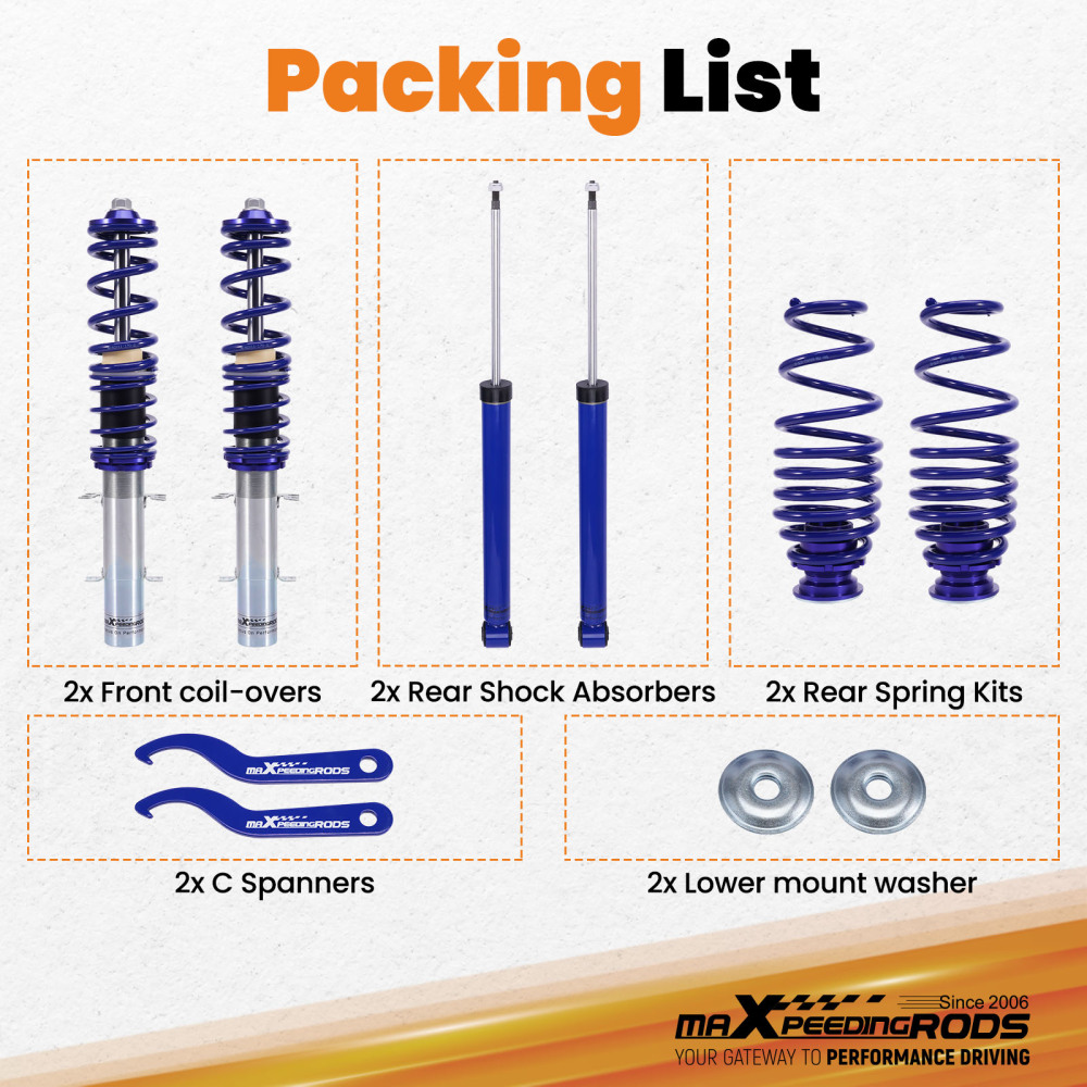 Coilover Suspension Kit compatible for Volkswagen VW Golf Mk4 New Beetle 9C1 1.6 1.8 T 2.0