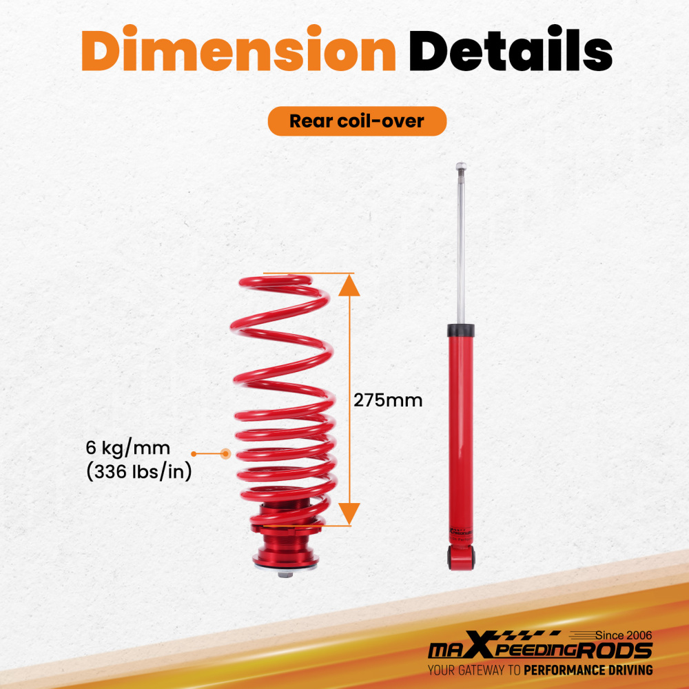 Rear Coilovers suspension lowering compatible for VW Golf mk 4 1998 - 2004