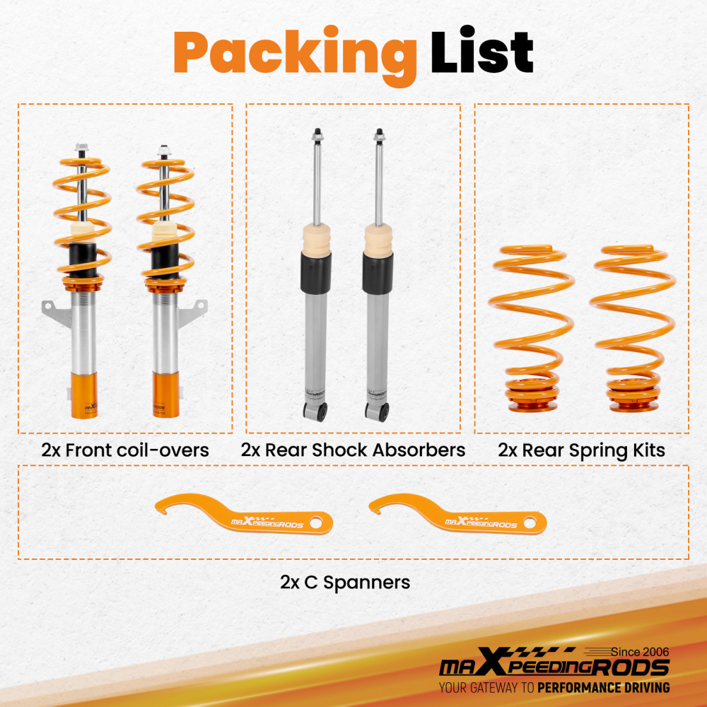 Kit Suspension Combine Filete compatible pour VW Golf 5 1K de 2003 a 2008 compatible pour Audi A3 8P