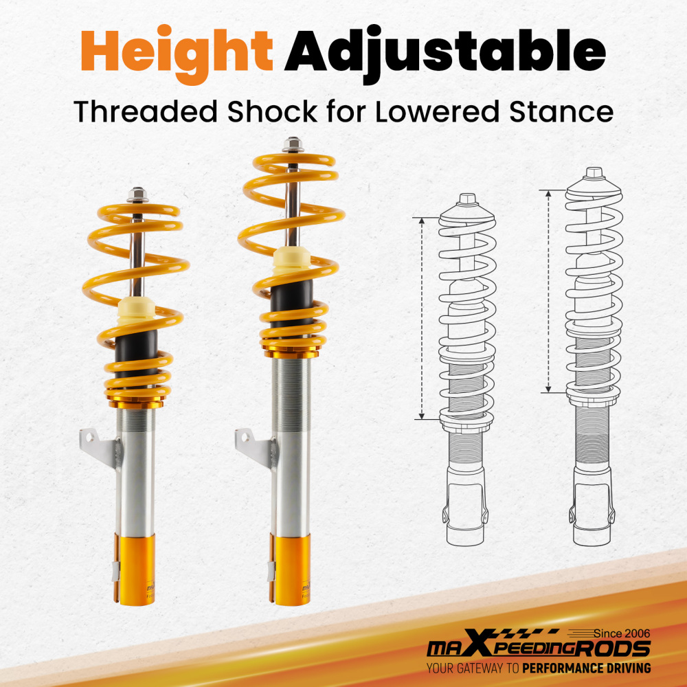 Compatible for VW MK5 MK6compatible compatible for Golf/GTI/R32 Beetle 2006-2014 Coil Spring Strut Coilovers Full Kit Lowering Kit
