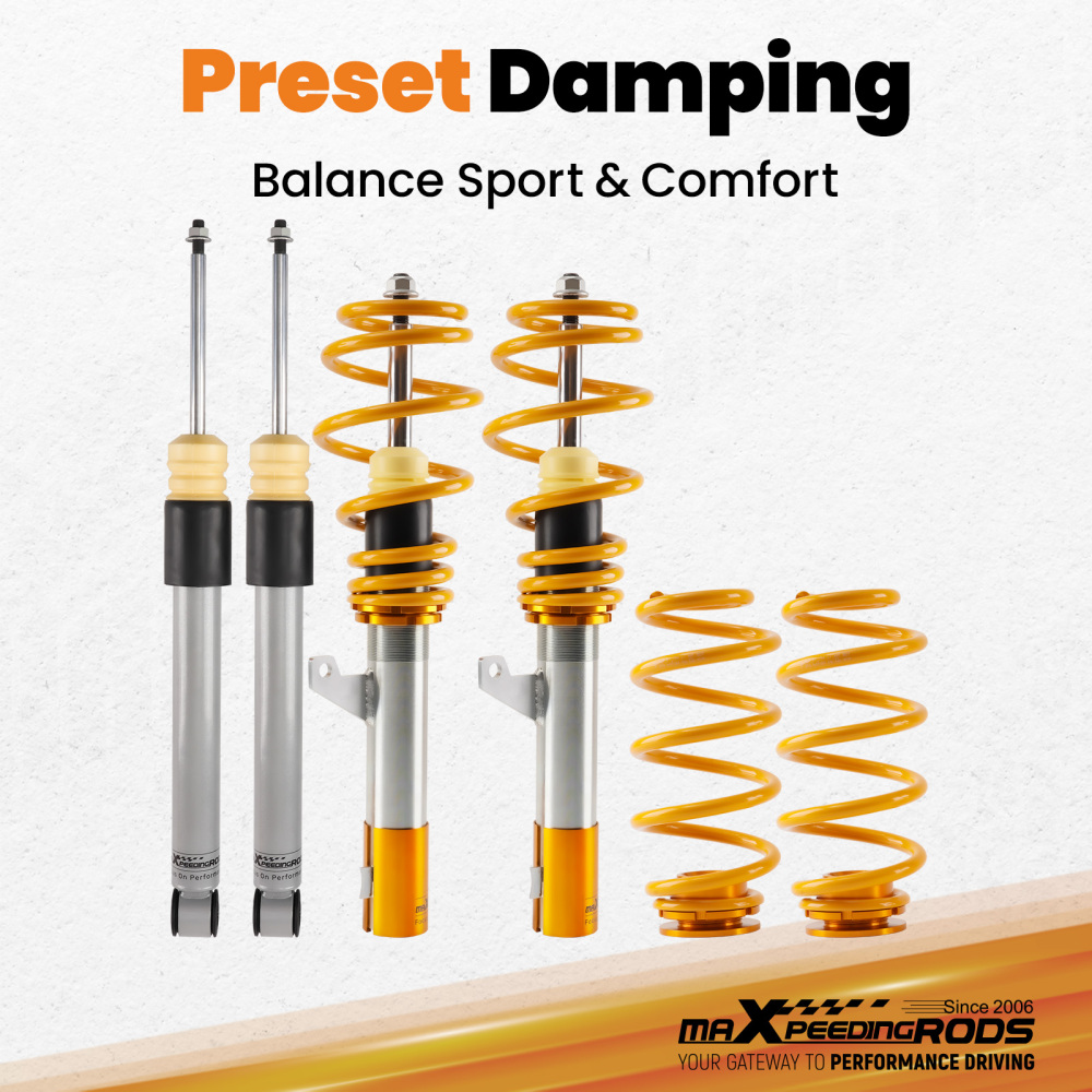 Compatible for VW MK5 MK6compatible compatible for Golf/GTI/R32 Beetle 2006-2014 Coil Spring Strut Coilovers Full Kit Lowering Kit