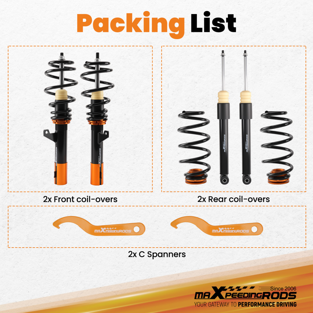 4Pcs Coilover Struts Shocks compatible for VW MK5 MK6 compatible for GOLF JETTA 2006-2014 Suspension Kit