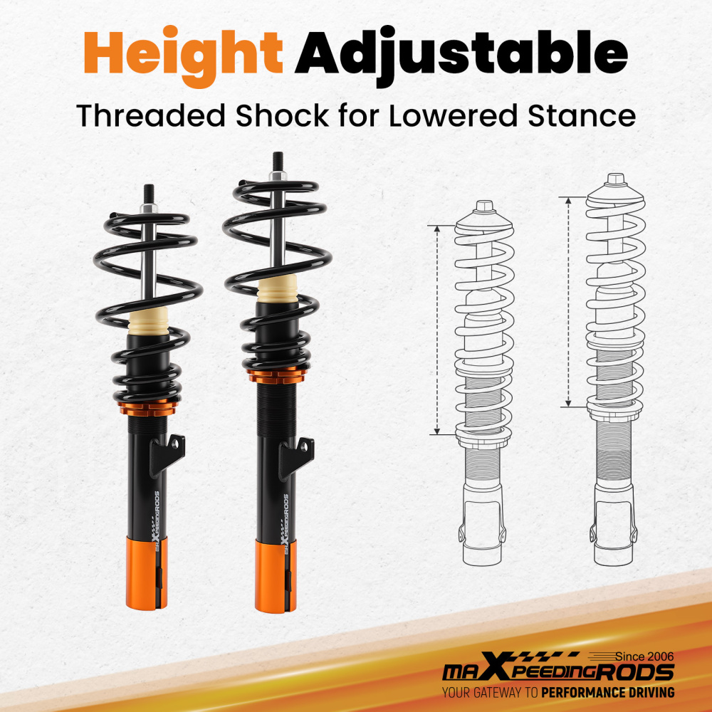 4Pcs Coilover Struts Shocks compatible for VW MK5 MK6 compatible for GOLF JETTA 2006-2014 Suspension Kit