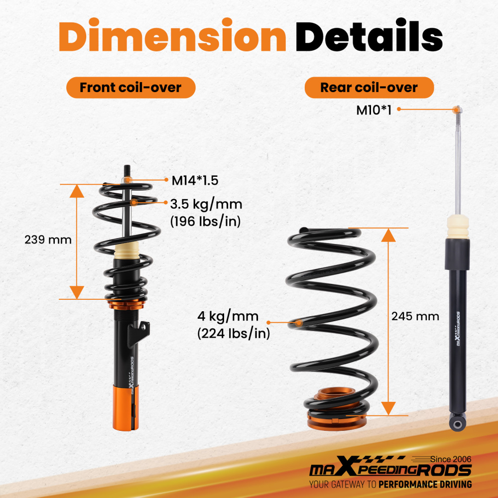 4Pcs Coilover Struts Shocks compatible for VW MK5 MK6 compatible for GOLF JETTA 2006-2014 Suspension Kit