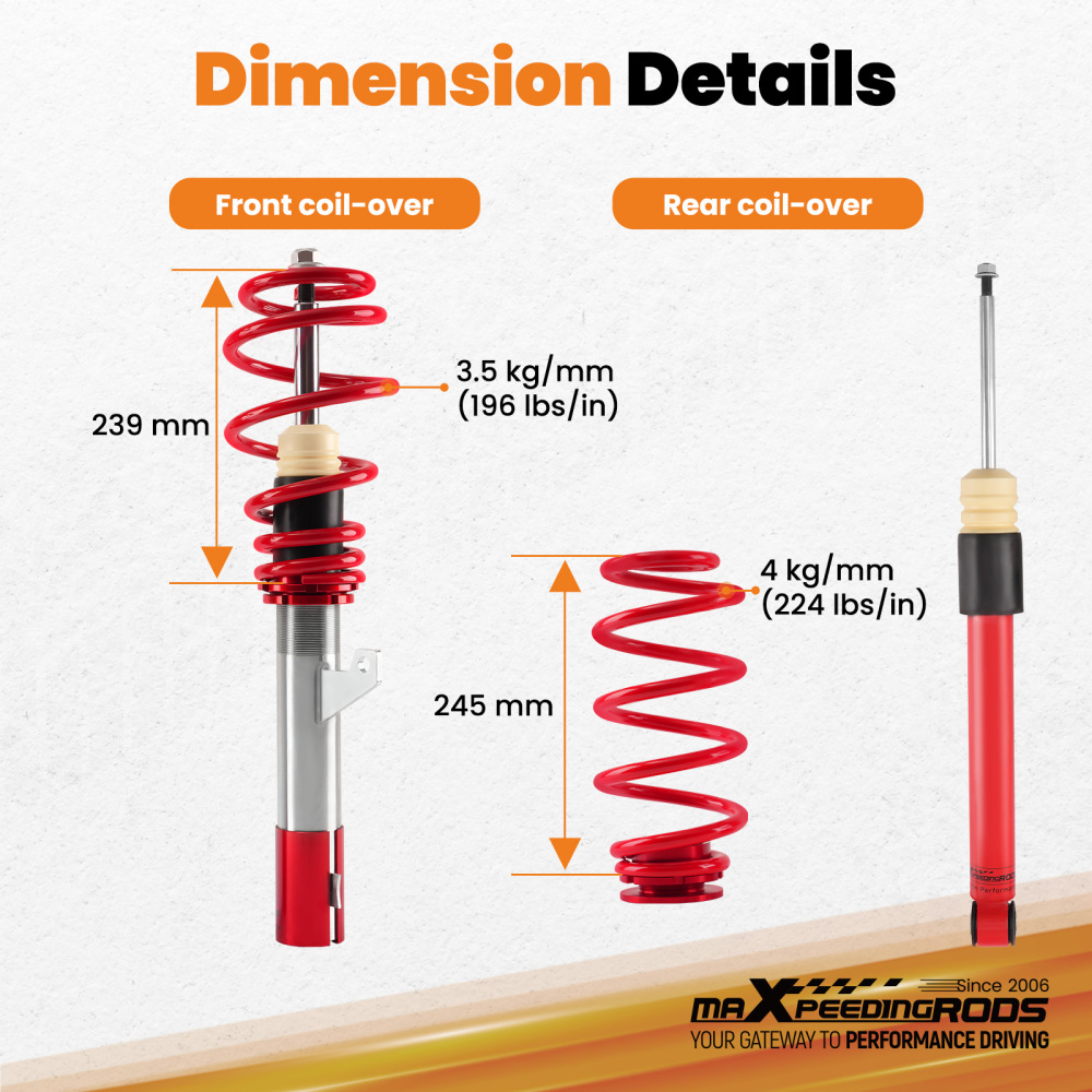 Coilover compatible for Audi VW Golf MK5 MK6 MKV 1K1 Suspension Coilovers Struts Absorber