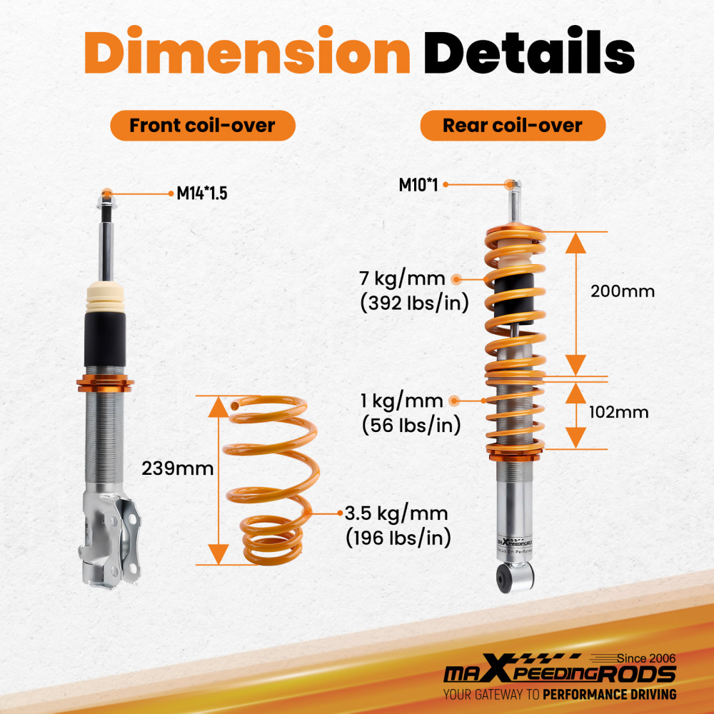 Compatible for VW POLO 6N2 Coilover Suspension Lowering Kit Spring Struts 2000