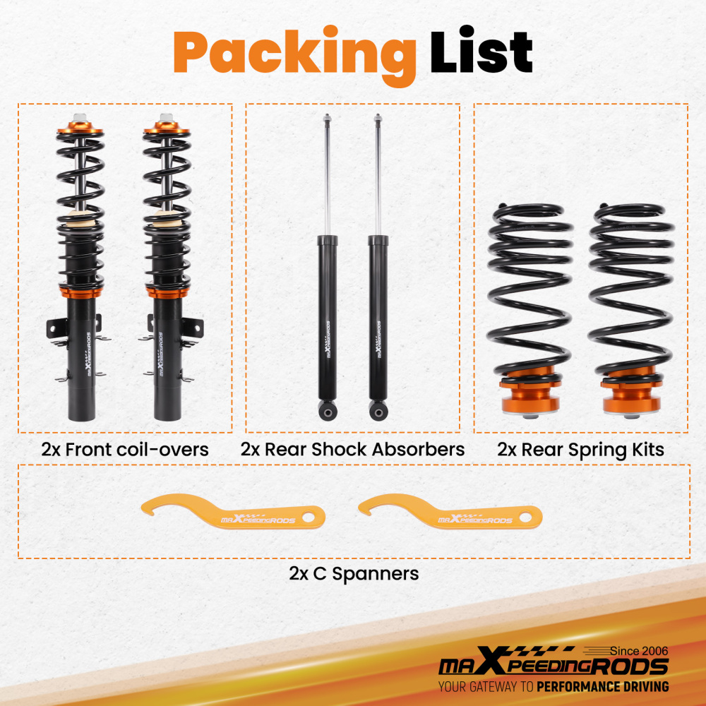 maXpeedingrods Coilovers compatible for VW Polo MK5 6R/6C compatible for Audi A1 8X compatible for Seat MK4 6J