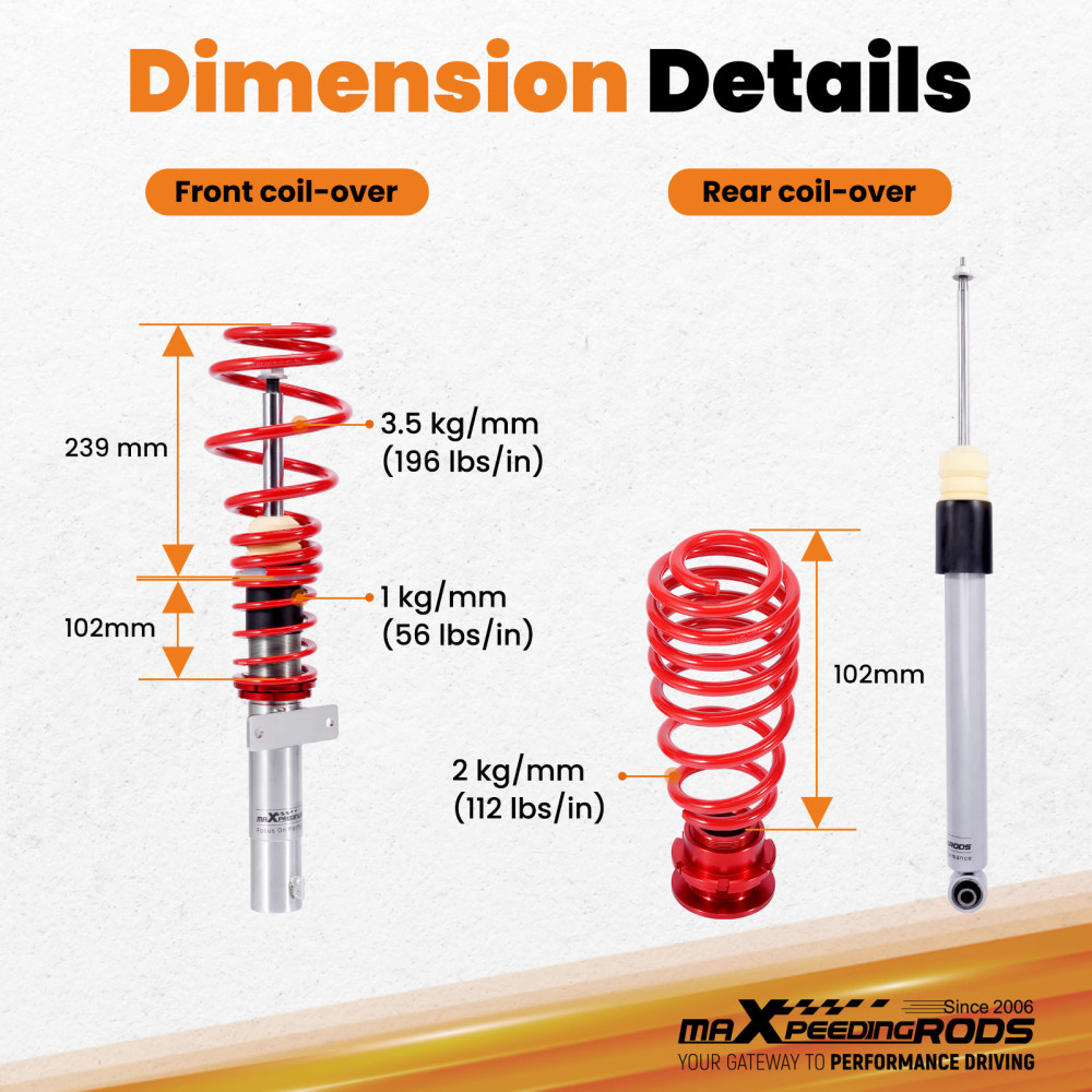 Street Coilovers Kit compatible for Seat Ibiza Mk5 KJ 1.0 1.5 TSi 1.6TDi 2017-