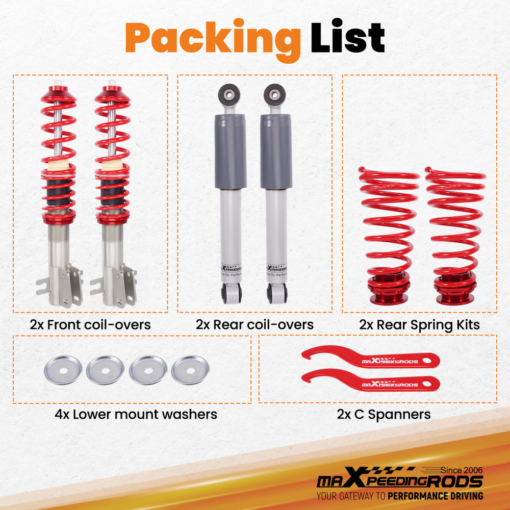 Coilovers Front Rear compatible for Fiat Punto MK2 188 1999-2012 1.2 1.3 1.4 1.6 1.8 1.9
