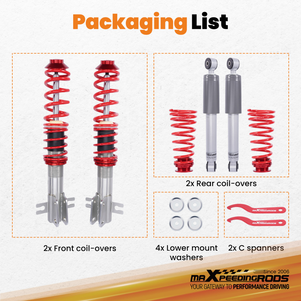 Coilovers Suspension Kit compatible for Fiat Punto 188 1999-2012 1.9 JTD 1.3