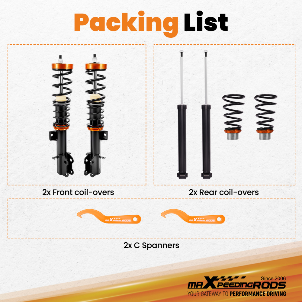 Adjustable Coilover Kit compatible for Fiat Grande Punto 199 2005-2018 Lowering Suspension