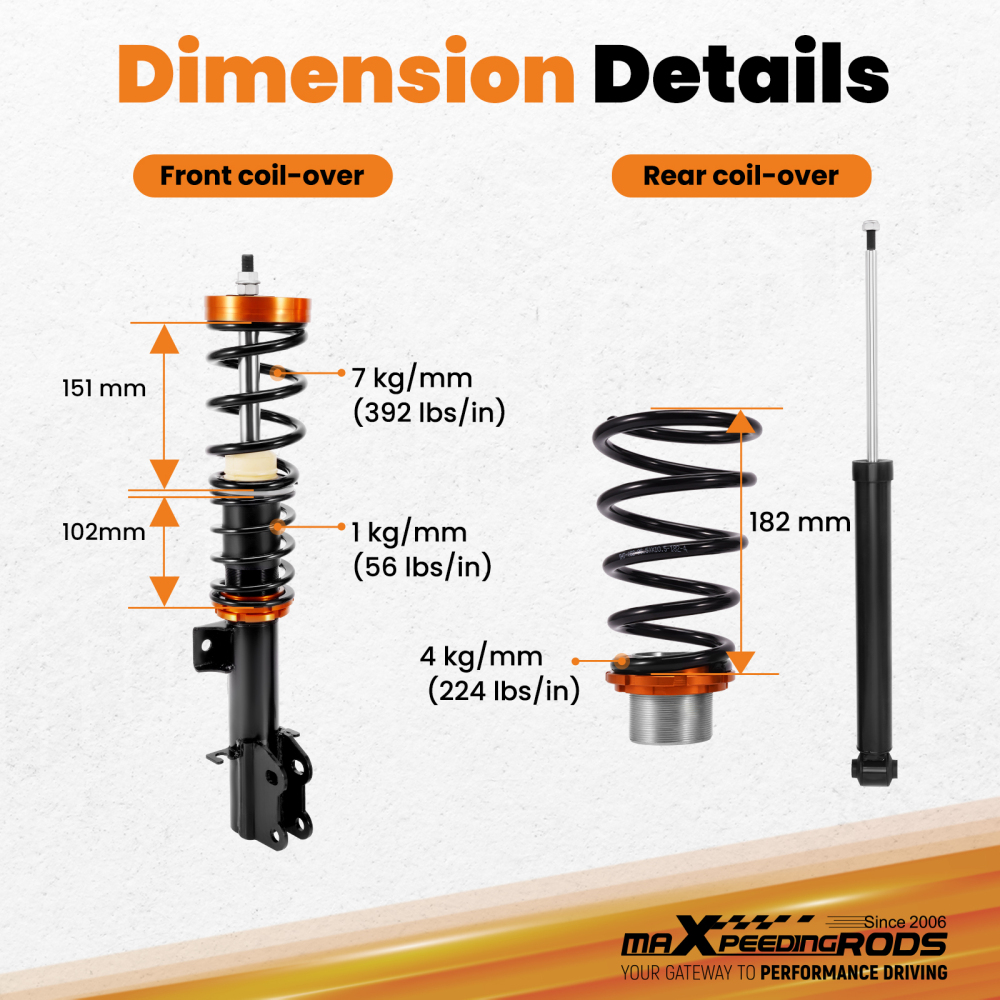 Adjustable Coilover Kit compatible for Fiat Grande Punto 199 2005-2018 Lowering Suspension