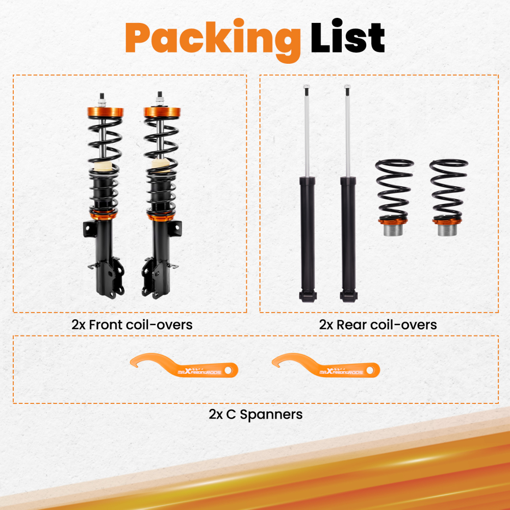 Adjustable Coilover Kit compatible for Fiat Grande Punto 199 2005-2018 Lowering Suspension