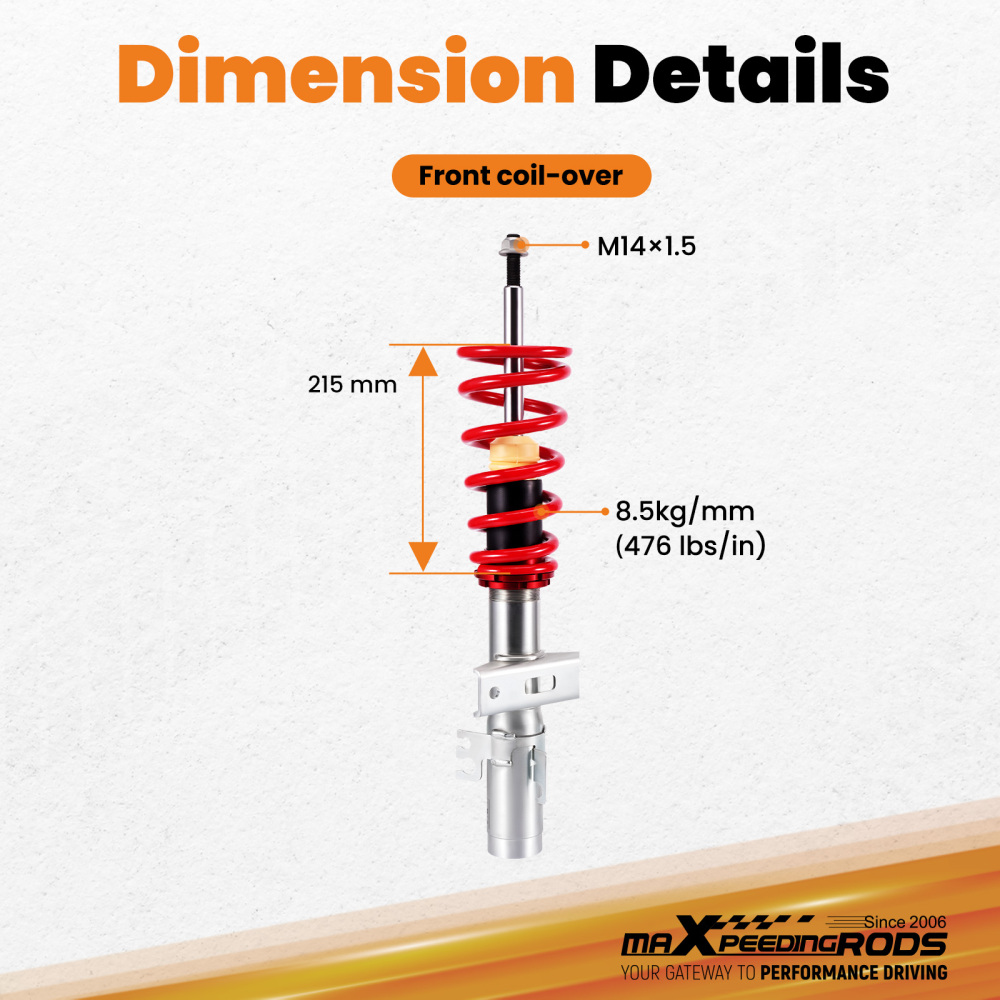 Coilover Front Suspension Kit compatible for VW Transporter T5 T6 T26 T28 T30 2003-