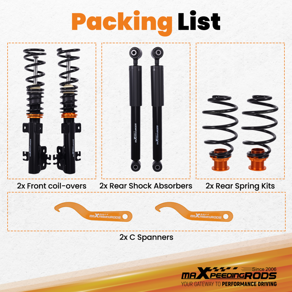 Amortisseurs filetés compatible pour Opel Vectra C 2002-2008 Break 2.8 V6 Turbo 1.9 CDTi 2.2