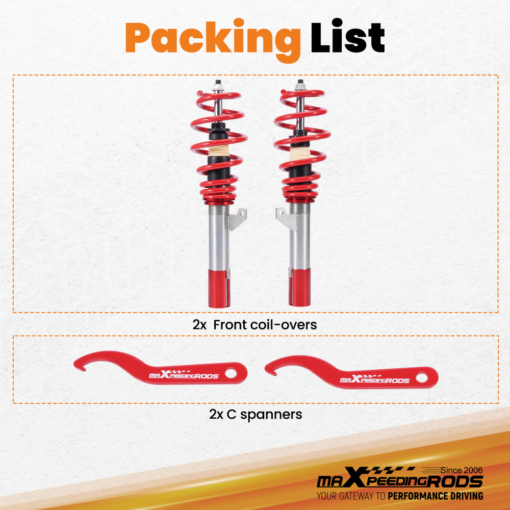 Coilovers Front Kit compatible for VW Caddy Van Mk3 Mk4 2WD 2004-2020 2K 1.9 2.0 TDi 2x