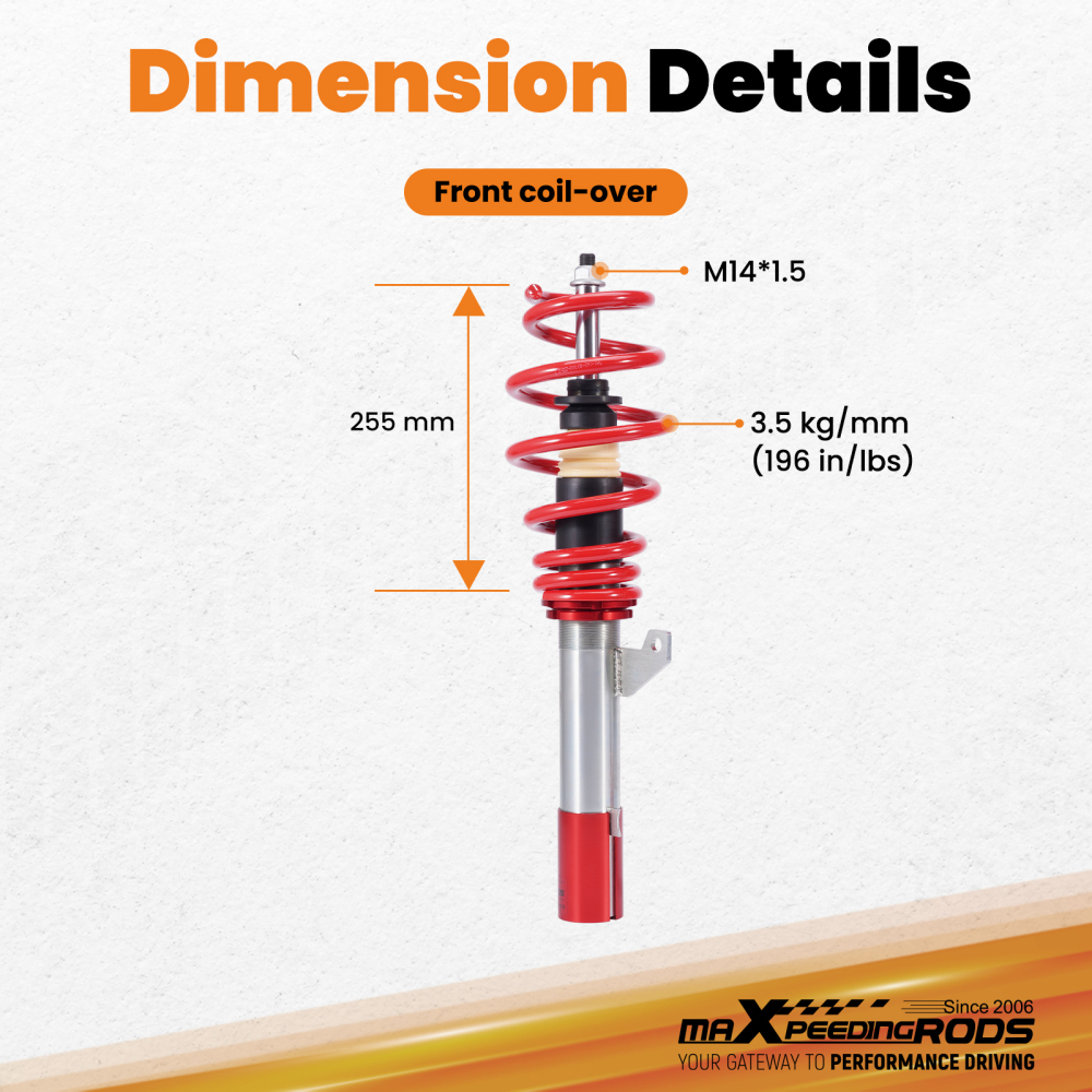 Coilovers Front Kit compatible for VW Caddy Van Mk3 Mk4 2WD 2004-2020 2K 1.9 2.0 TDi 2x
