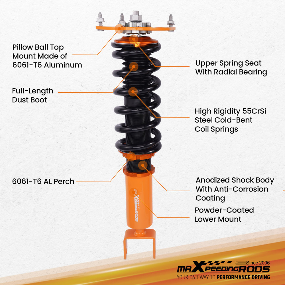 for 93-98 compatible for Lincoln Mark VIII Front Air to Struts Coilovers Conversion Kits