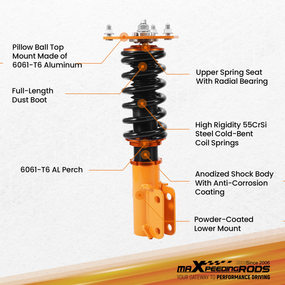 MaXpeedingrods Racing Coilovers compatible for Mitsubishi 3000GT 91-99 compatible for FWD