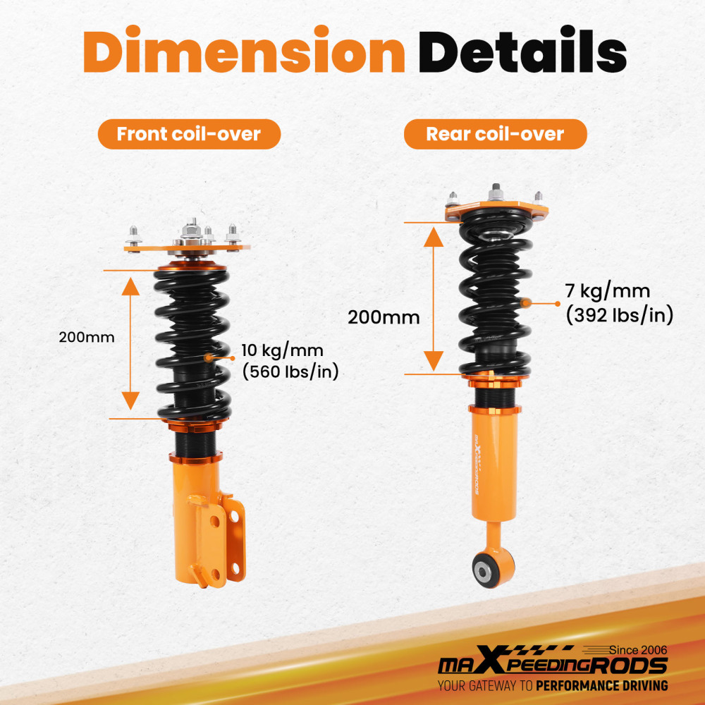 MaXpeedingrods Racing Coilovers compatible for Mitsubishi 3000GT 91-99 compatible for FWD