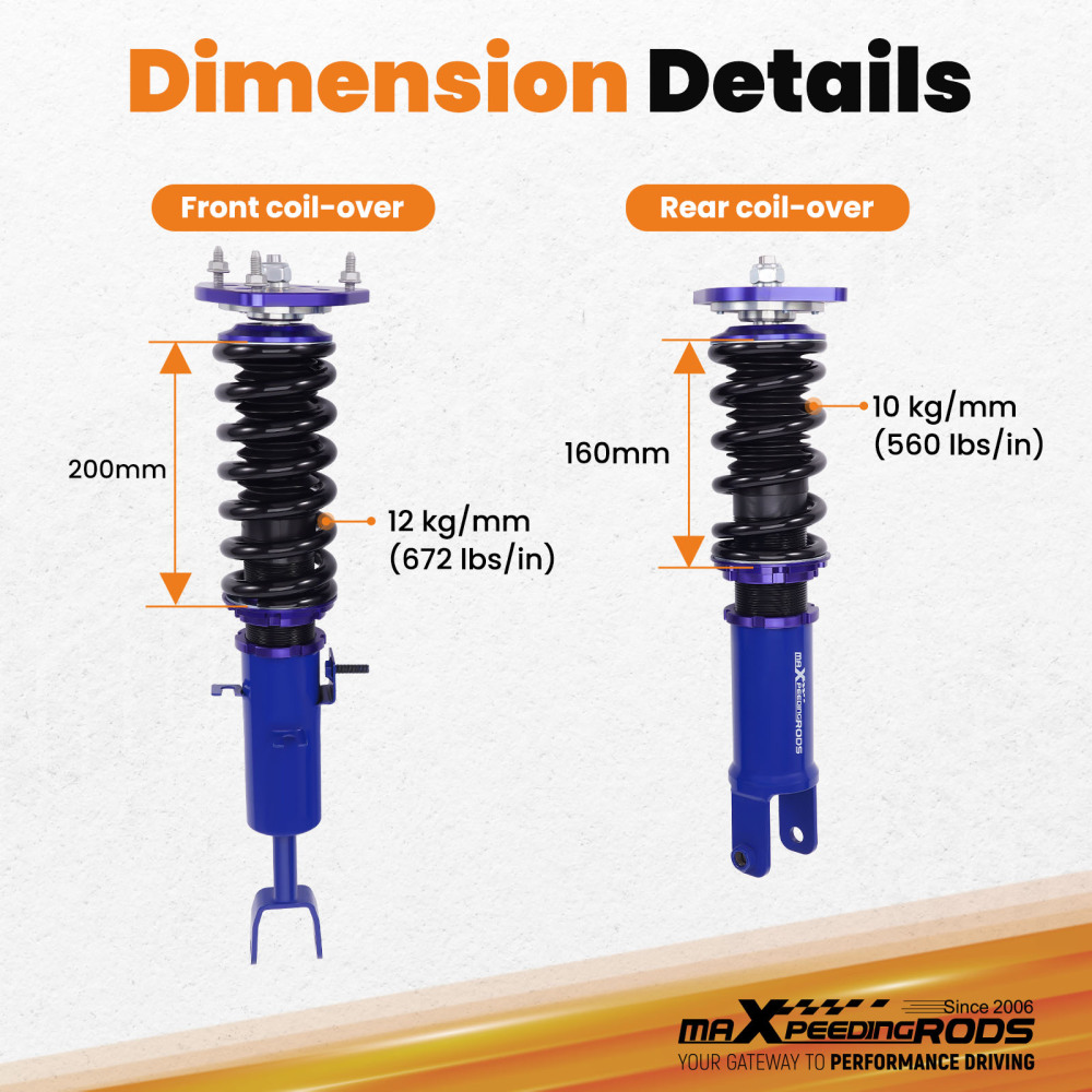 MaXpeedingrods Coilovers compatible for Nissan 350Z 03-08 compatible for Infiniti G35 Coupe Sedan 03-06