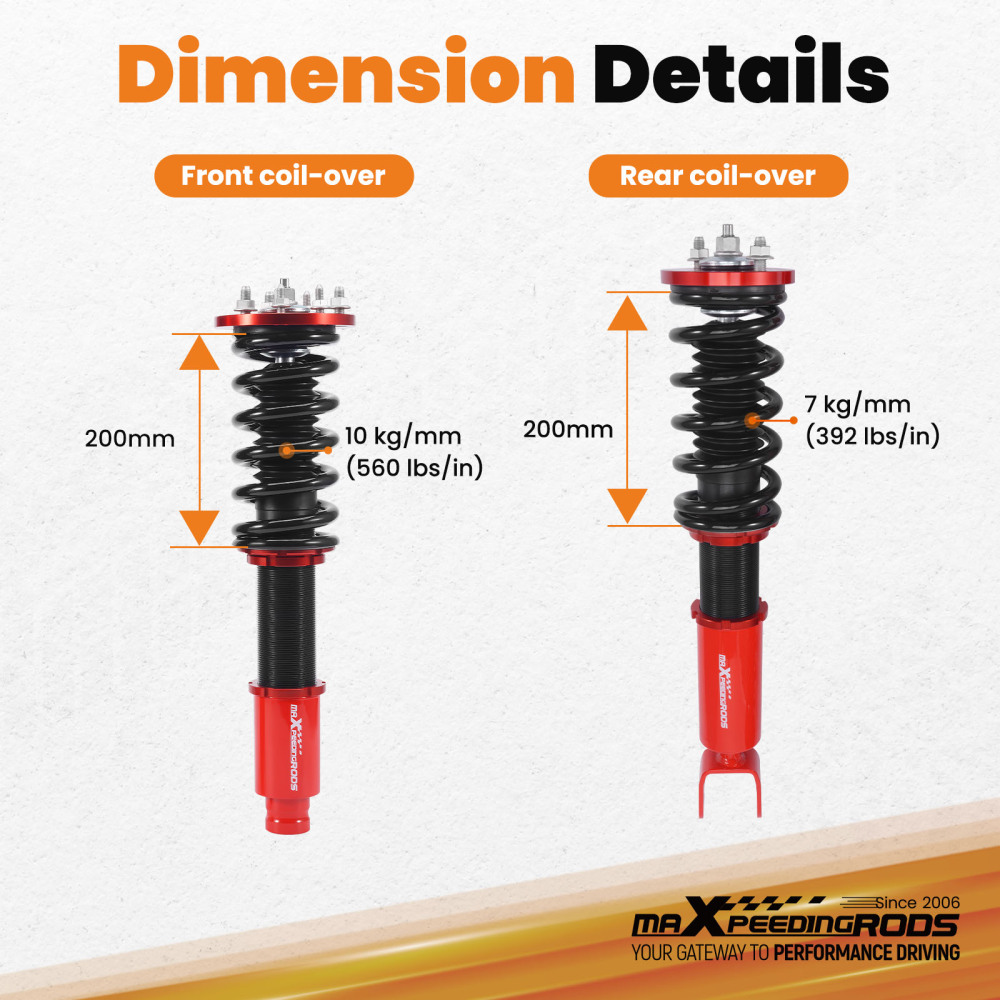 Suspensión roscada Amortiguadores compatible para Honda Accord Tourer Wagon CW1/CW2/CW3